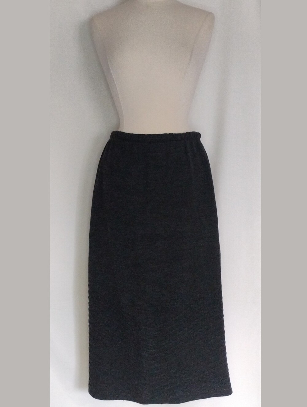 Vintage Tola Collection Size Large Dark Gray Knit Long Midi Sweater Skirt Formal